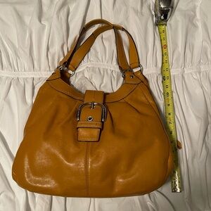 Authentic Coach Lynn Soho Bag Shoulder Purse Leather Hobo F-15075 yellow ochre
